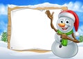 Santa Hat Snowman Cartoon Christmas Sign