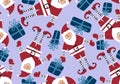 Santa hat winter seamless Christmas new year pattern for wrapping paper and fabrics and linens and kids clothes Royalty Free Stock Photo