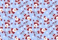 Santa hat winter seamless Christmas new year pattern for wrapping paper and fabrics and linens and kids clothes Royalty Free Stock Photo