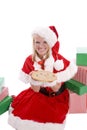 Santa helper with cookie presents Royalty Free Stock Photo