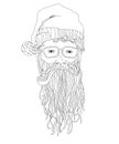 Santa hipster, coloring page for children and adults