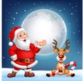 Santa and his reindeer Rudolf Royalty Free Stock Photo