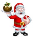 Santa Holding a Christmas Pudding Royalty Free Stock Photo