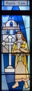 Santa Ines (Saint Agnes of Rome) stained gals window Royalty Free Stock Photo