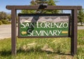 Sign on Baseline Avenue to San Lorenzo Seminary, Santa Inez, CA, USA