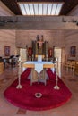 Altar and chancel of San Lorenzo Seminary church, Santa Inez, CA, USA