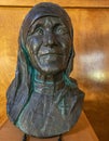 Closeup, Mother Teresa bust at San Lorenzo Seminary, Santa Inez, CA, USA