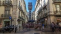 Santa Justa Elevator timelapse hyperlapse in Lisbon, Portugal.