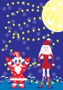 Santa-klaus and the snow girl