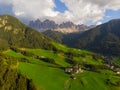 Santa Maddalena Santa Magdalena village with magical Dolomites mountains in background, Val di Funes valley, Trentino Alto Adige Royalty Free Stock Photo