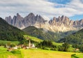 Santa Maddalena village in front of the Geisler or Odle Dolomite Royalty Free Stock Photo