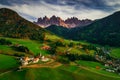 Santa Maddalena village in front of the Geisler or Odle Dolomite