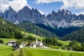 Santa Maddalena village view with stunning picturesque Dolomite Alps peaks in Val di Funes valley, South Tyrol, Italy