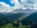 Santa Magdalena village in Val di Funes on the italian Dolomites. Royalty Free Stock Photo