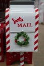 Santa Mail red Christmas holiday mailbox, white colored Royalty Free Stock Photo