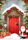 Santa Mailbox watercolor winter border Royalty Free Stock Photo