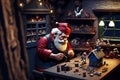 Santa making toys for Christmas gift digital art