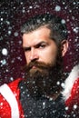 Santa man bends brows Royalty Free Stock Photo