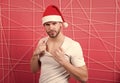 Santa man touch white tshirt Royalty Free Stock Photo