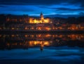 Santa Maria church in Portugalete and reflections in Nervion