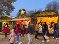 Santa Maria da Feira, Portugal - december 2 2023. Families shopping Christmas presents at traditional Xmas Perlim street market in