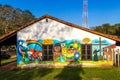 Santa Maria de Fe, Misiones, Paraguay - Decorated Wall of the Santa Maria Hotel, City of Hays Street Royalty Free Stock Photo