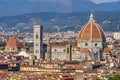 Santa Maria del Fiore cathedral (Duomo) over city center, Florence, Italy Royalty Free Stock Photo