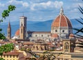 Santa Maria del Fiore cathedral (Duomo) over city center, Florence, Italy. Royalty Free Stock Photo