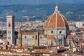 Santa Maria del Fiore cathedral Duomo over city center, Florence, Italy Royalty Free Stock Photo