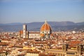 Santa Maria del Fiore cathedral in Florence, Italy. Aerial panoramic view with dome Royalty Free Stock Photo