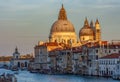 Santa Maria della Salute church on Grand canal at sunset, Venice, Italy Royalty Free Stock Photo