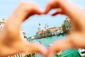 Santa maria della salute Venice framed by heart shaped hands