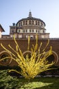 Santa Maria delle Grazie (Milan): dome and forsythia (early spring)