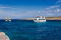 Santa Maria Marija bay beach. Comino. Malta. Yatch.