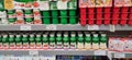 Dairy drink and yoghurt on supermarket display stand