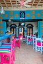 SANTA MARTA, COLOMBIA - OCOTBER 10, 2017: Beautiful indoor view of colorful restaurant in Santa Marta, Colombia Royalty Free Stock Photo