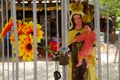 SANTA MARTA, COLOMBIA - OCTOBER 10, 2017: Outdoor view of a virgin mary holding a baby jesus, hand made sculpture in a