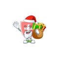 Santa medical shield Cartoon character design with sacks of gifts