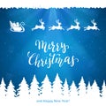 Santa and Merry Christmas on Blue Background Royalty Free Stock Photo