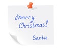 Santa message on piece of paper