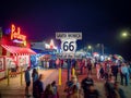 Famous Sign at Santa Monica Pier in Southern California at night Royalty Free Stock Photo