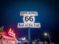 Famous Sign at Santa Monica Pier in Southern California at night Royalty Free Stock Photo