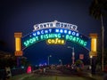 Famous Sign at Santa Monica Pier in Southern California at night Royalty Free Stock Photo