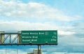 Santa Monica boulevard sign in a Los Angeles freeway Royalty Free Stock Photo