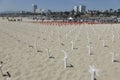 Arlington West Crosses on the beach. Santa Monica, CA, USA. June 16, 2014. Royalty Free Stock Photo