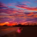 Santa Monica California sunset on Pier Ferrys wheel Royalty Free Stock Photo