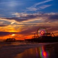 Santa Monica California sunset on Pier Ferrys wheel Royalty Free Stock Photo