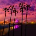 Santa Monica California sunset on Pier Ferrys wheel Royalty Free Stock Photo