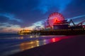 Santa Monica California sunset on Pier Ferrys wheel Royalty Free Stock Photo