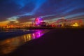 Santa Monica California sunset on Pier Ferrys wheel Royalty Free Stock Photo